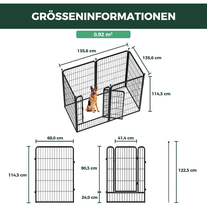 Вигул для цуценят FXW Rollick: для двору, кемпінгу, маленьких та середніх собак | 115 см, 6 панелей