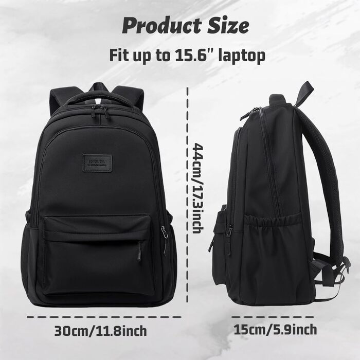 Шкільний рюкзак для дівчаток та хлопців підлітків, рюкзак для жінок та чоловіків, рюкзак для ноутбука 15,6 дюймів, повсякденний туристичний рюкзак, водонепроникний рюкзак, рюкзак для коледжу (#2 Чорний-a)