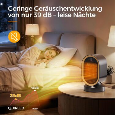 Керамічний обігрівач повітря QEXREED 1500W з PTC-нагрівачем, енергоощадний електричний тепловентилятор з ECO-режимом