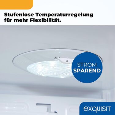 Exquisit KB560-V-091E: Міні-холодильник чорного кольору, 50 літрів, LED-підсвітка, регулювання температури, ширина 45 см