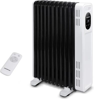 Електричний масляний радіатор Aigostar 2500W з пультом, 13 ребер, термостат, 3 режими, ECO, таймер, LED, захист від перекидання та перегріву, Cozy X2