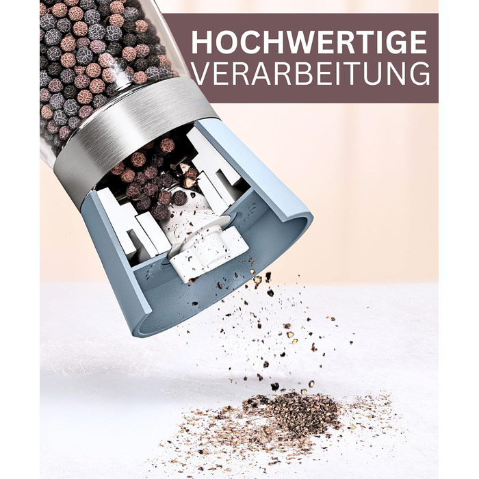 Мельниці для солі та перцю Hannah's Homebrand з керамічним механізмом - міцні для великої солі (2 шт.) Бетонний сірий