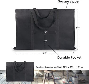 Легка портфоліо-сумка JJRING з дакрону, 61x91 см, чорна
