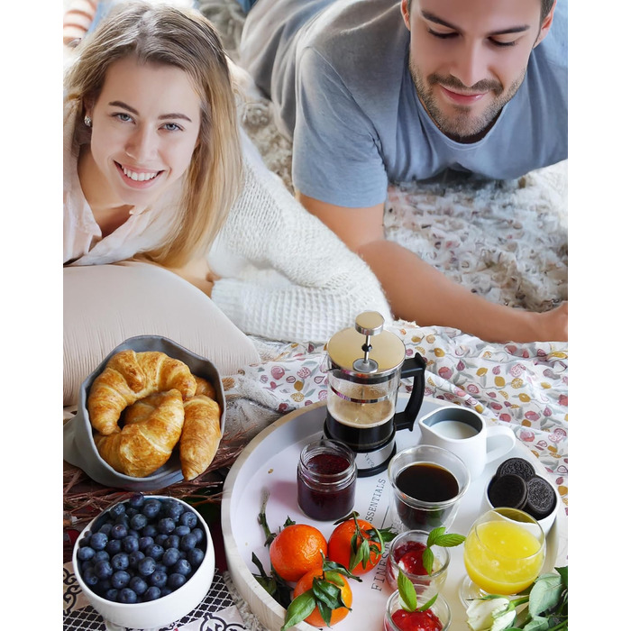 Френч-прес скляний 0,6 л з нержавіючої сталі - набір для приготування кави з запасним фільтром та ложкою - ручна кавомашина для кави та чаю