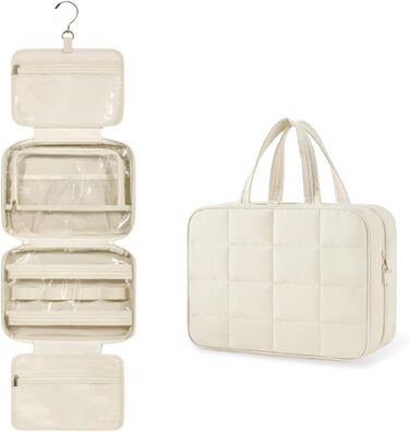 Косметичка-органайзер для подорожей з гачком, жіноча/чоловіча, велика, бежева (#2)