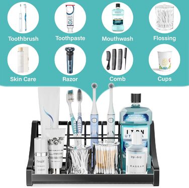 Toothbrush Holder, Quick-Drying Organizer – Bathroom Countertop Organizer, Kids, Electric Toothbrush Toothpaste Holder – 7 Compartments, Bathroom Vanity, Accessories, Storage