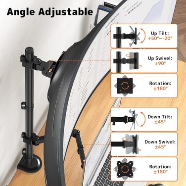 Кріплення для монітора PUTORSEN з регульованою по висоті та поворотною платформою для моніторів 17-49 дюймів та ноутбуків до 18 дюймів, VESA 75/100 мм, 81.8 см