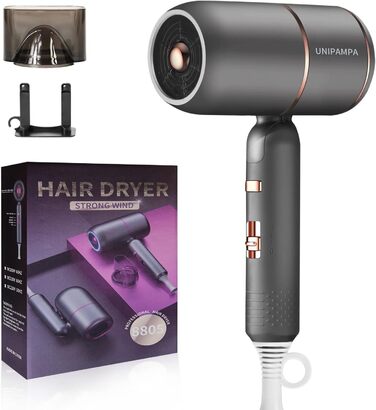 Іонізатор для волосся Haartrockner Ionen: потужний фен 2000W з 3 режимами нагріву та 2 швидкостями (сірий)