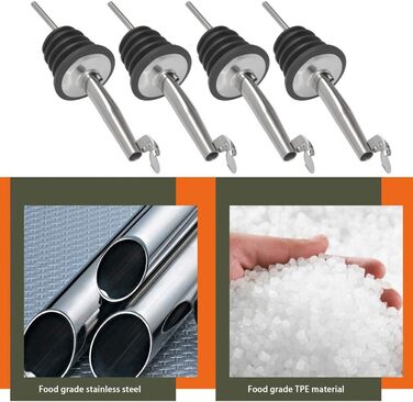 Набір з 4 винних наливників + пензлик, з нержавіючої сталі