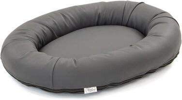 Wallace & Jones | Преміум собаче ліжко Болтон, диван для собак 63x50 см, штучна шкіра, для маленьких собак, прихований блискавка, миється, нековзне, темно-сірий 63 x 50 см, темно-сірий