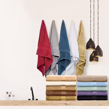 Superior Towel Set, Egyptian Cotton, 6-Piece, Bathroom Essentials, Towels for Bathroom, Apartment, Airbnb, Guest Bathroom, Face, Hand, Bath Towels, Washcloths, Absorbent, Quick-Drying, White/Opulent Garden