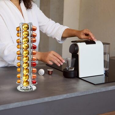 Підставка для капсул Nespresso, обертова, на 40 капсул, срібна