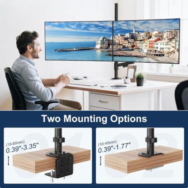 Підставка для монітора STANDOPIA на 2 монітори, 17-40 дюймів, 12 кг, регулювання висоти, нахил, поворот, VESA 75/100 мм