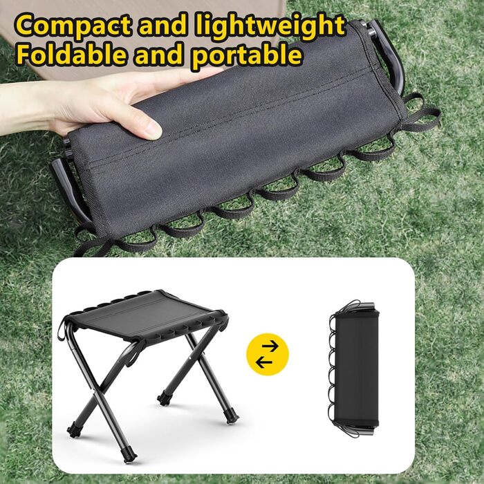 Складаний туристичний стільчик-табурет для кемпінгу (чорний)