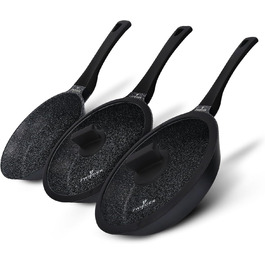 Набір сковорідок ZWIEGER Aluguss з кришками (5 шт.) – антипригарне покриття, підходить для всіх типів плит, 20, 24, 28 см, PFOA & PFOS free