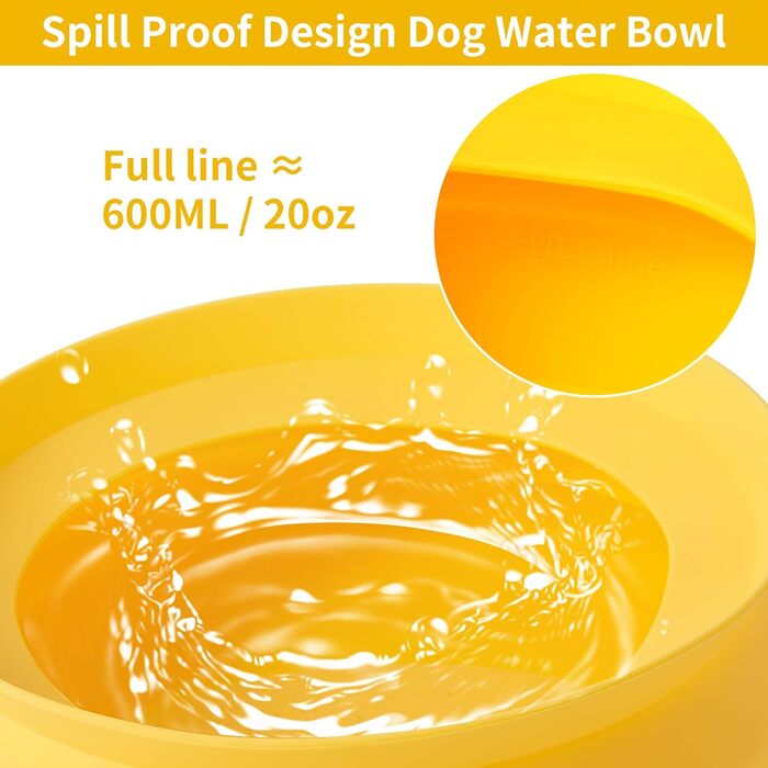 Складаний миска для води для собак SLSON, витокозахисний, портативний, для подорожей на авто, персиково-рожевий (жовтий)