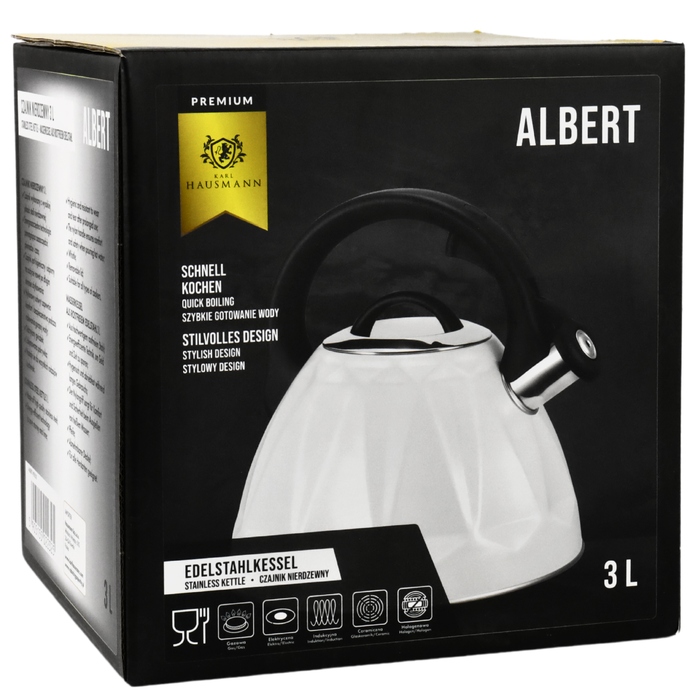 Класичний сталевий чайник Karl Hausmann 3 л (бежевий, синій, сірий)