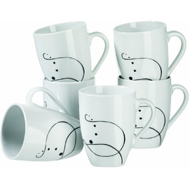 Набір посуду з порцеляни Maser Serie Chanson, 6 персон, білий, для дому та саду (6 чашок)