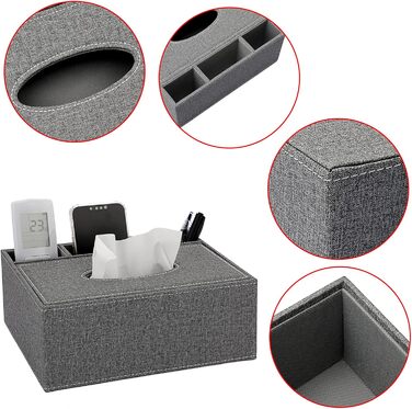 Скляна коробка для серветок BTSKY з пультом дистанційного керування, сірого кольору. Організатор для дому, настільний органайзер.