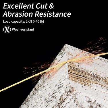 NewDoar Abrasion-Resistant Braided Kevlar Cord 1.5mm 50ft/120ft/200ft, 12-Strand Cord High Strength Wear-Resistant Flame-Retardant Suitable for Camping Kite String Fishing EDC Cords