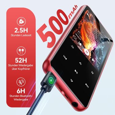 MP3 плеєр AGPTEK 64GB з Bluetooth 5.3, TFT-екраном 2.4