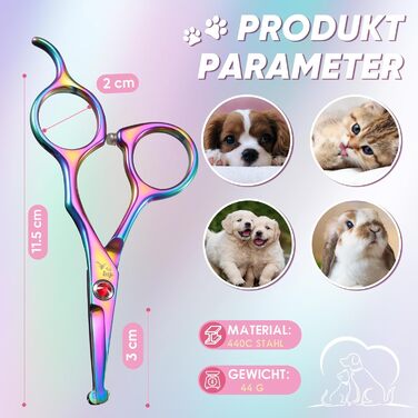 Професійна ножиця для грумінгу собак Chunker, для середніх та великих порід, з нержавіючої сталі 440C, кольорова (Rainbow-small)