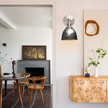 Phansthy 2-Piece Wall Light with Metal Shade Wall Lamp Industrial Design, Interior Vintage Loft Wall Lamp E27 max. 40W for Living Room Bedroom Office Kitchen Hallway (White) (Clear Lacquer)