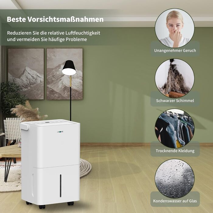 Електричний осушувач повітря Uhome 12L - 54м³, автоматичне вимкнення, сенсор вологості, режим сушіння білизни, фільтр з активованим вугіллям