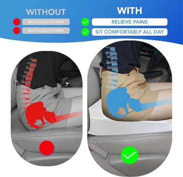 Подушка для сидіння в авто з Memory Foam: для комфортної їзди, полегшення болю в куприку та попереку. Підходить для авто, вантажівок, офісу, інвалідного візка. Шкіра та сітка 4D (Сірий)