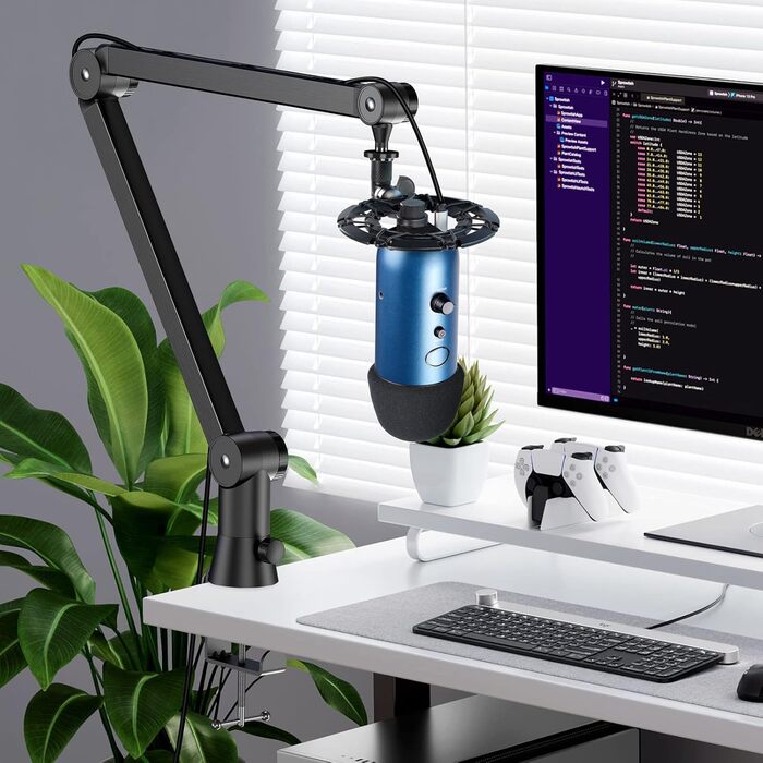 Кріплення для мікрофона Blue Yeti з поп-фільтром - кріплення Blue Yeti X, приховане кабельне підключення, стійка-кріплення Blue Yeti, поп-фільтр для ASMR, студії, подкастів, стрімінгу - YOUSHARES, преміум-версія