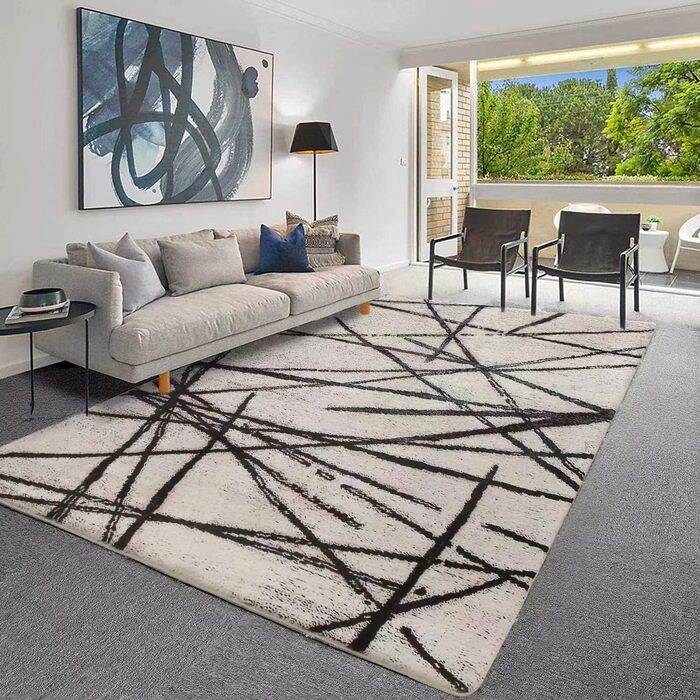 Leesentec Rugs Living Room Modern Artistic Rug Unique Rugs Chic Vintage Distressed Oriental Rugs Area Rug (Beige, 200x300cm) Beige 200x300cm