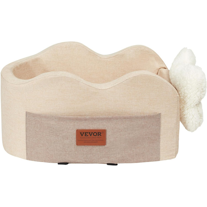 Автокрісло для собак VEVOR, підняття для собак в авто з кишенькою для зберігання, безпечний автотранспорт для домашніх тварин з поворотком, губчаста наповнювач, автоліжко для собак середніх та великих порід до 25 кг (Світло-коричневий, Extra Small)