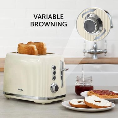 Тостер Breville Multiwave 2-шкіфковий Vanille Creme, кремово-сріблястий | VTR003