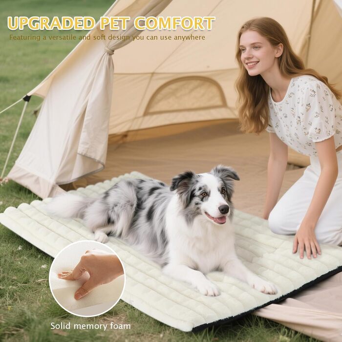 М'яке ортопедичне ліжко для собак BVAGSS, 90x60 см, біле. Зручна собача лежанка з неслизьким дном, миється. Підходить для собак маленьких, середніх та великих порід.