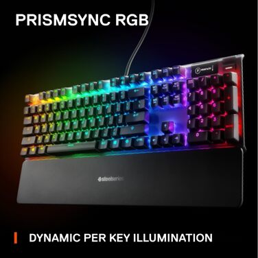 SteelSeries Apex 7 - Механічна ігрова клавіатура з OLED дисплеєм - Червоні перемикачі - Розкладка DE (QWERTZ)