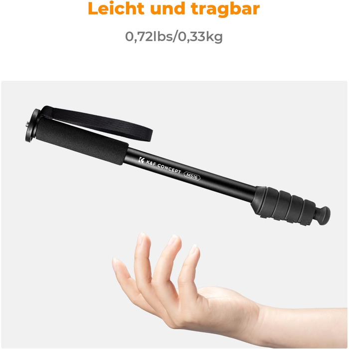 Монопод K&F Concept MS16 - 160см, алюміній, 5 секцій, для DSLR/DSLM/компактних камер