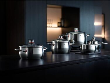 Каструля з ручкою WMF Quality One 16 см без кришки, 1,7 л, каструля для молока, каструля з нержавіючої сталі Cromargan, полірована, без покриття, для індукційних плит