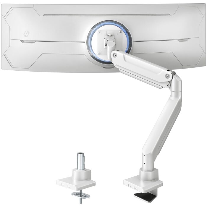 Кронштейн для монітора PUTORSEN Ultrawide до 49 дюймів (до 20 кг) — газліфт з регулюванням нахилу, повороту та обертання, VESA 75/100мм, білий