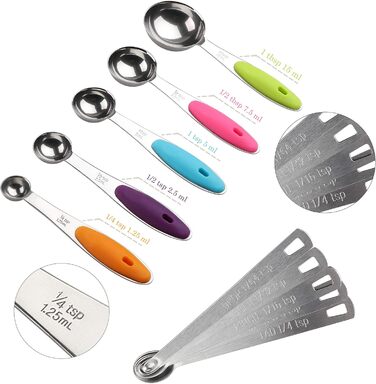 Stainless Steel Measuring Cup and Spoon Set - Measuring Cups and Spoons for 10 and 5, Mini Stainless Steel Measuring Spoon Set for Dry and Liquid Ingredients