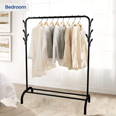 edihome Clothes Rack, Clothes Bar, 118X148X39cm, Shoe Shelf, Metallic, Stable, Clothes Organizer (Black)