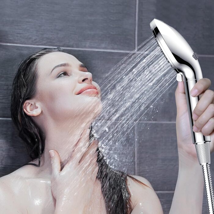 Digiroot Shower Head with Filter, 15 Filtration, Shower with 1.5M Hose, High-Pressure Handheld Shower Rain Shower with 7 Spray Patterns, Water-Saving Shower Head for Removing Hard Water, Residual Chlorine, and Heavy Metals