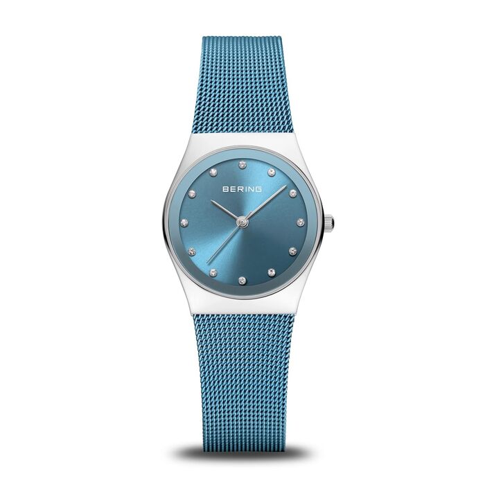 Жіночий кварцовий годинник Bering 12927 Elegant: сталевий корпус 27 мм, міланський ремінець, сапфірове скло, водонепроникність 3 ATM