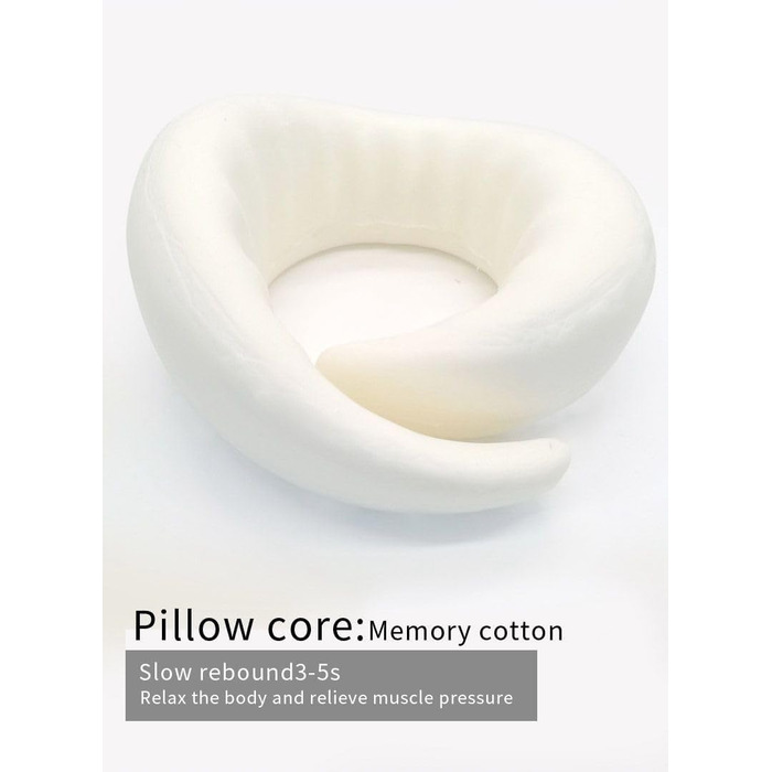 Подушка для шиї Rose - ергономічна, з піною з пам'яті, для подорожей, з маскою для очей та навушниками, рожева