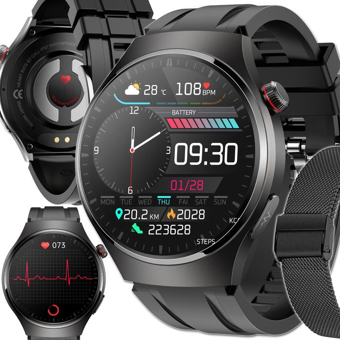 Смарт-годинник Bartomtime Kardiowatch MTech2 з AMOLED-дисплеєм, багатоколірний