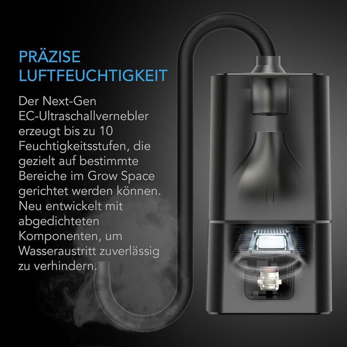 AC Infinity CLOUDFORGE T3 – Увлажнитель воздуха для растений 4,5 л с контролем VPD, 10-ступенчатый распылитель, удлиняемый шланг, защита от протечек, для гроубоксів (15 л)