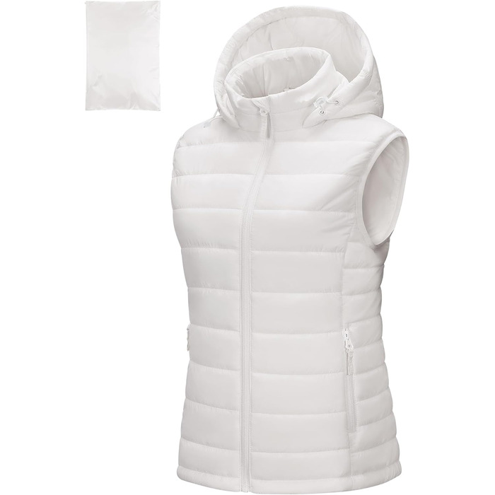 Степлева жилетка Outdoor Ventures для жінок з капюшоном, тепла велосипедна жилетка для туризму та кемпінгу, кремовий колір, XS