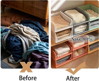 RMAN 4-Piece Closet Organizer Stackable Foldable Closet Organizer for Drawers, Closet Organizer, Storage Boxes, Kitchen, Bathroom (4 Colors)