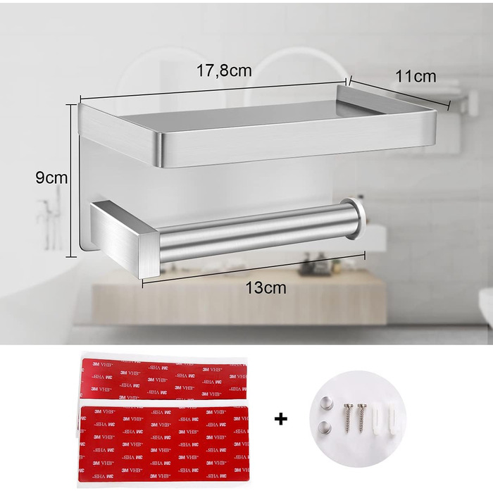 Тримач туалетного паперу з щіткою для унітазу з нержавіючої сталі 304, настінний, срібляний