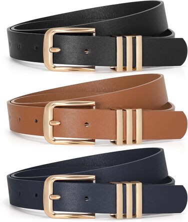 Жіночі шкіряні ремені JasGood (3 шт.) - 110 см, розмір 78-92 см (Чорний+коричневий+темно-синій)