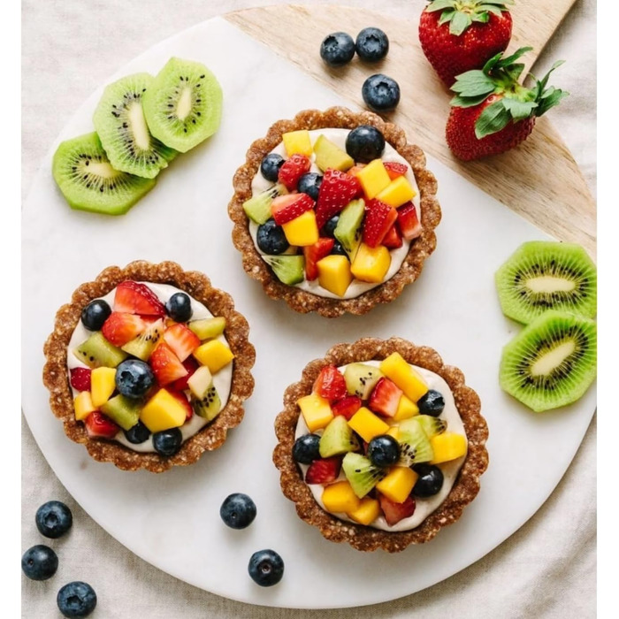 Форми для тартів Yamteck Tarteform 10см (6 шт.) з підйомною основою, золотисті. Антипригарне покриття з вуглецевої сталі для тартів, пирогів, фруктових тортів, різдвяного печива, сімейних обідів та свят. Набір 6 шт.